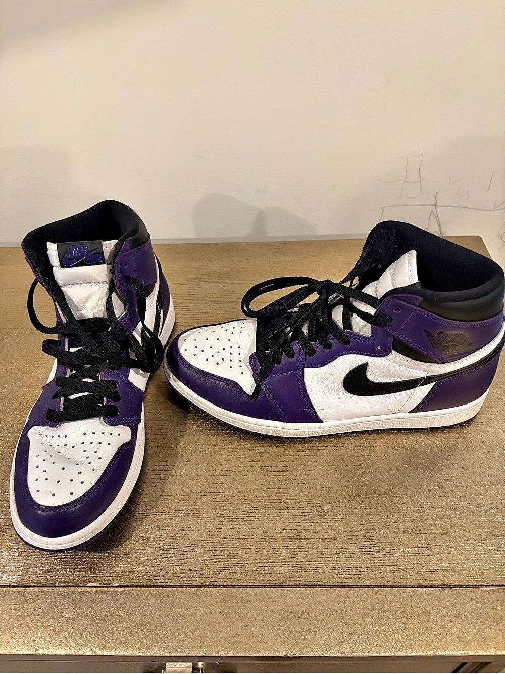 Nike Air Jordan 1 High-Top Sneakers in Purple & White
